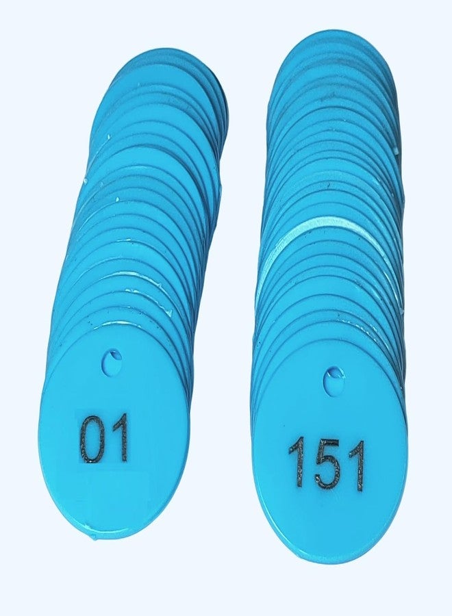 موريل عملة معدنية زرقاء دائرية الشكل منقوشة ومثقوبة، للاستخدام في المتاجر، وألعاب الطاولة، والمنازل، والمدارس. | عملات معدنية مرقمة من 1 إلى 200. - Image 1